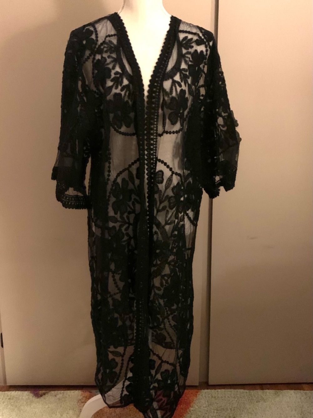 Rebellion Black Sheer Lace Kimono - Picture 2 of 7